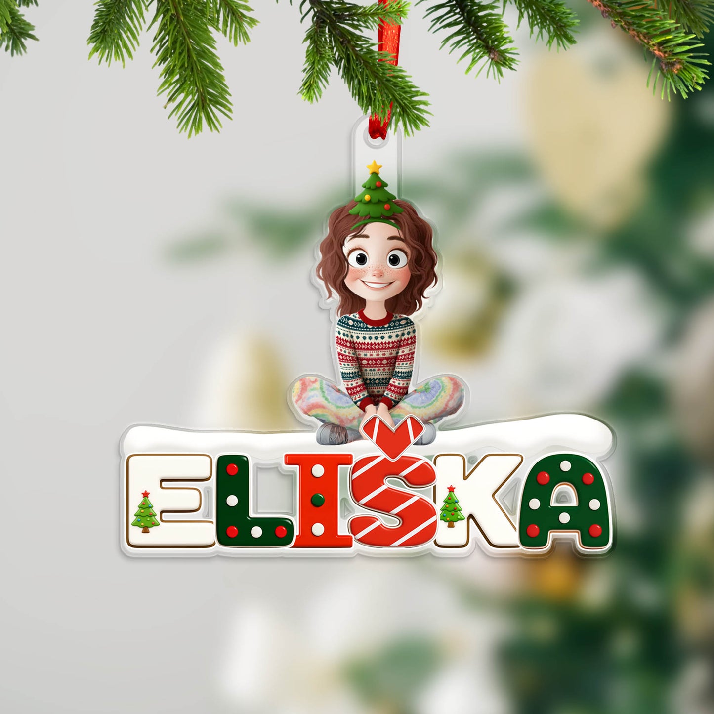 Personalizovaná akrylová ozdoba, vánoční dárek 89