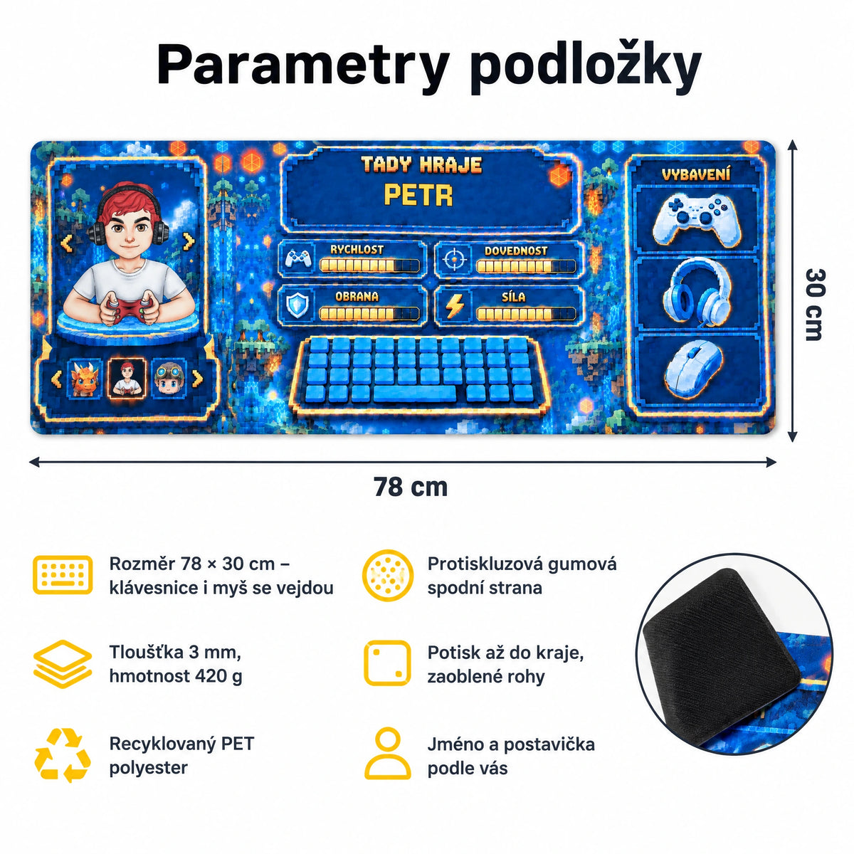 Personalizovaná podložka na stůl Voxel XXL se jménem